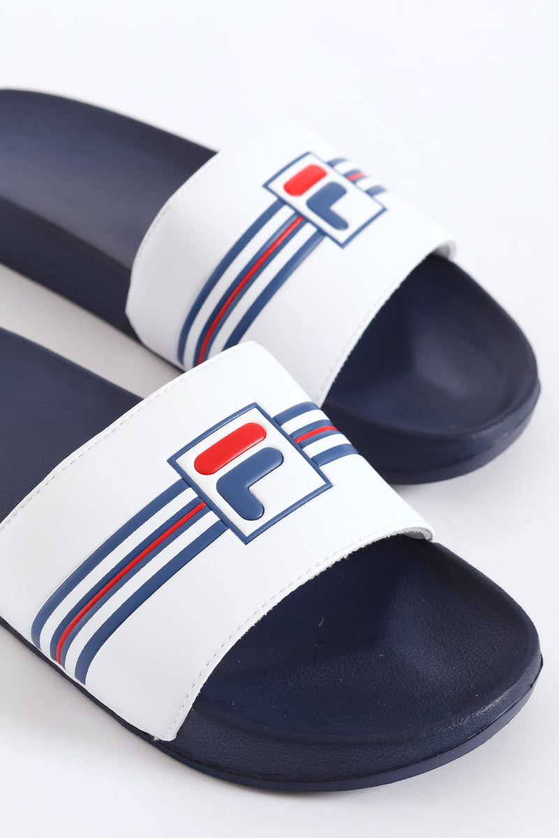 Seven Stripe Slide - White/Navy