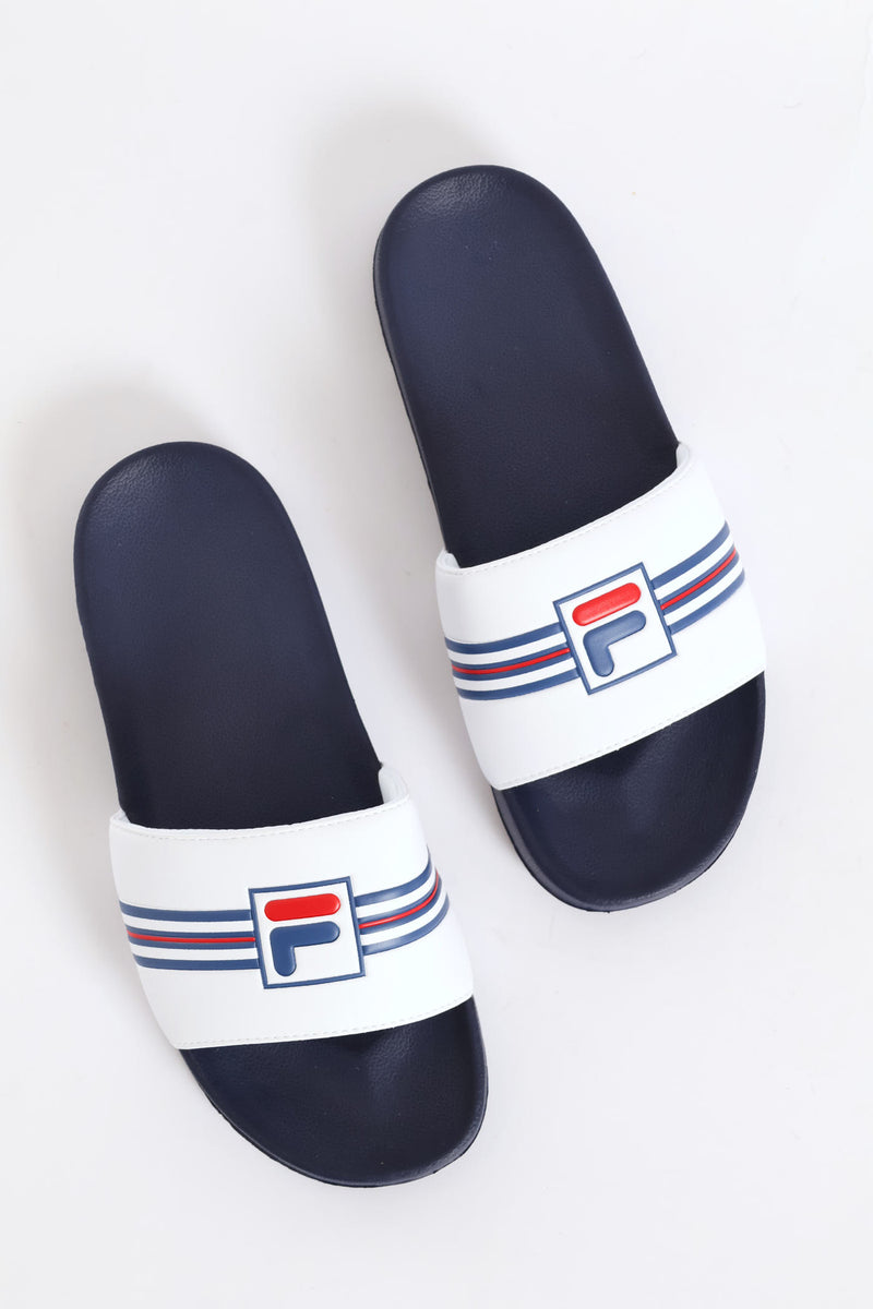 Seven Stripe Slide - White/Navy