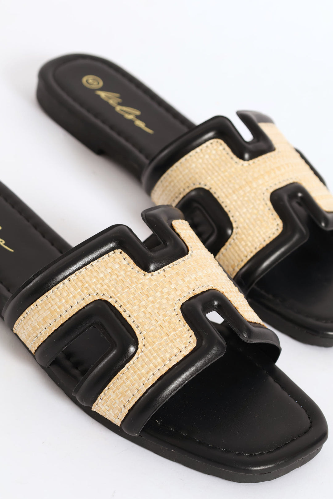 Plain H-Mule Sandal - Black/Cream