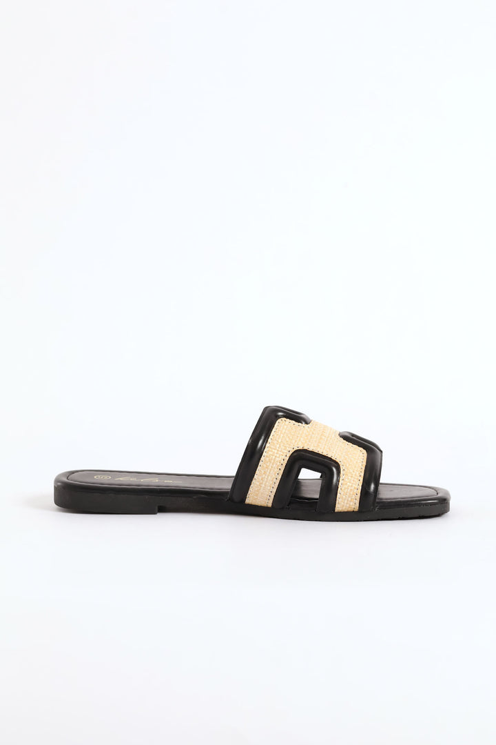 Plain H-Mule Sandal - Black/Cream