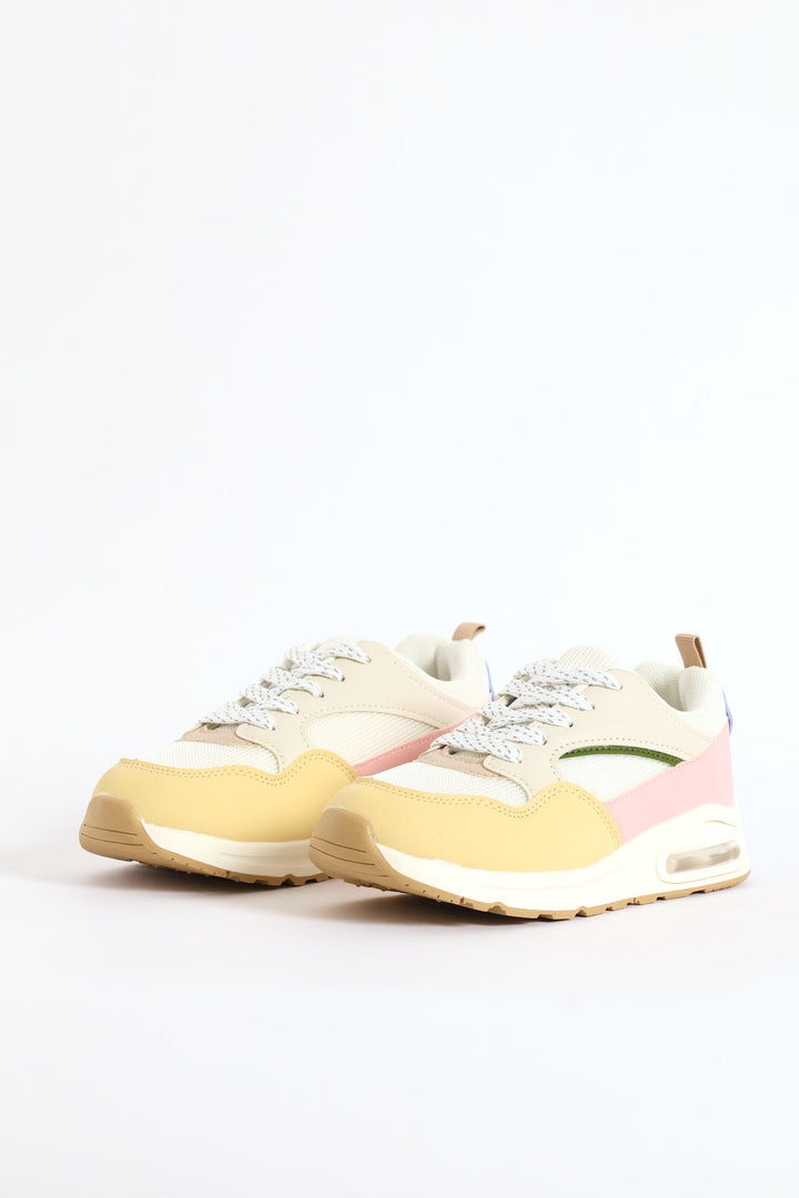 Girls Bubble Sole Trainer - Cream
