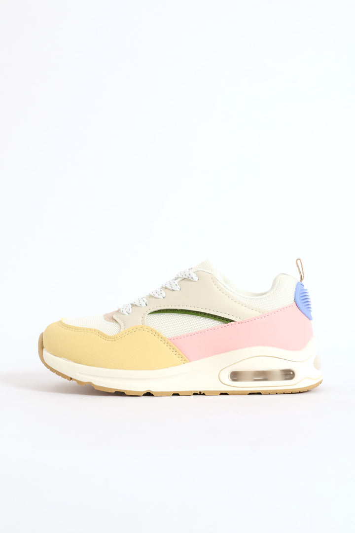 Girls Bubble Sole Trainer - Cream