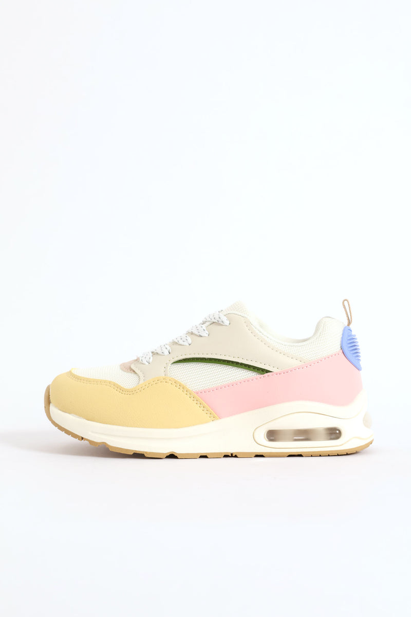 Girls Bubble Sole Trainer - Cream
