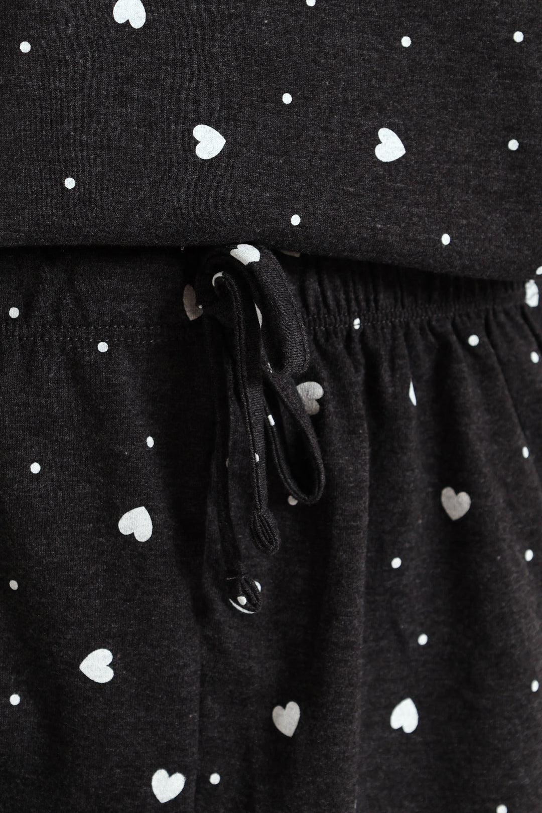 Hearts Tee & Short Knit Set - Charcoal Melange