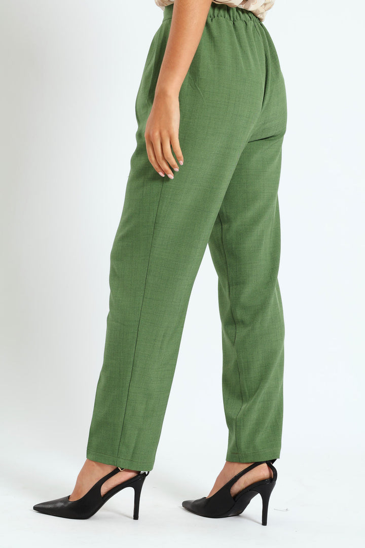 Pleat Detail Tapered Leg Melange Look Pant