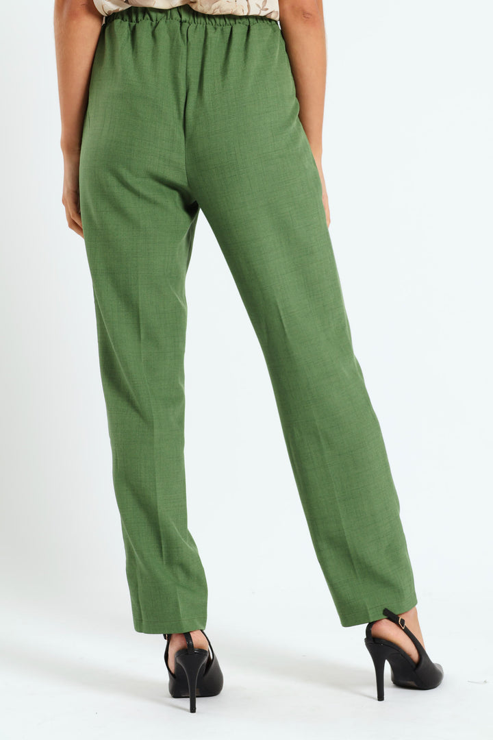 Pleat Detail Tapered Leg Melange Look Pant