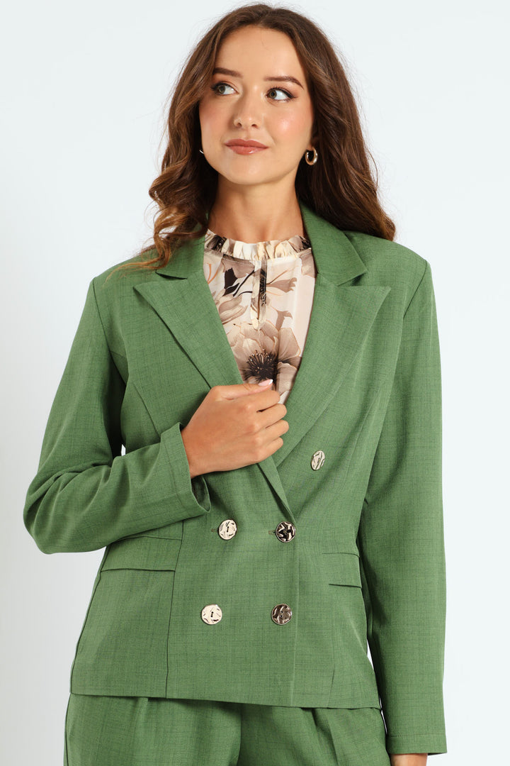 Double Breasted Melange Look Blazer