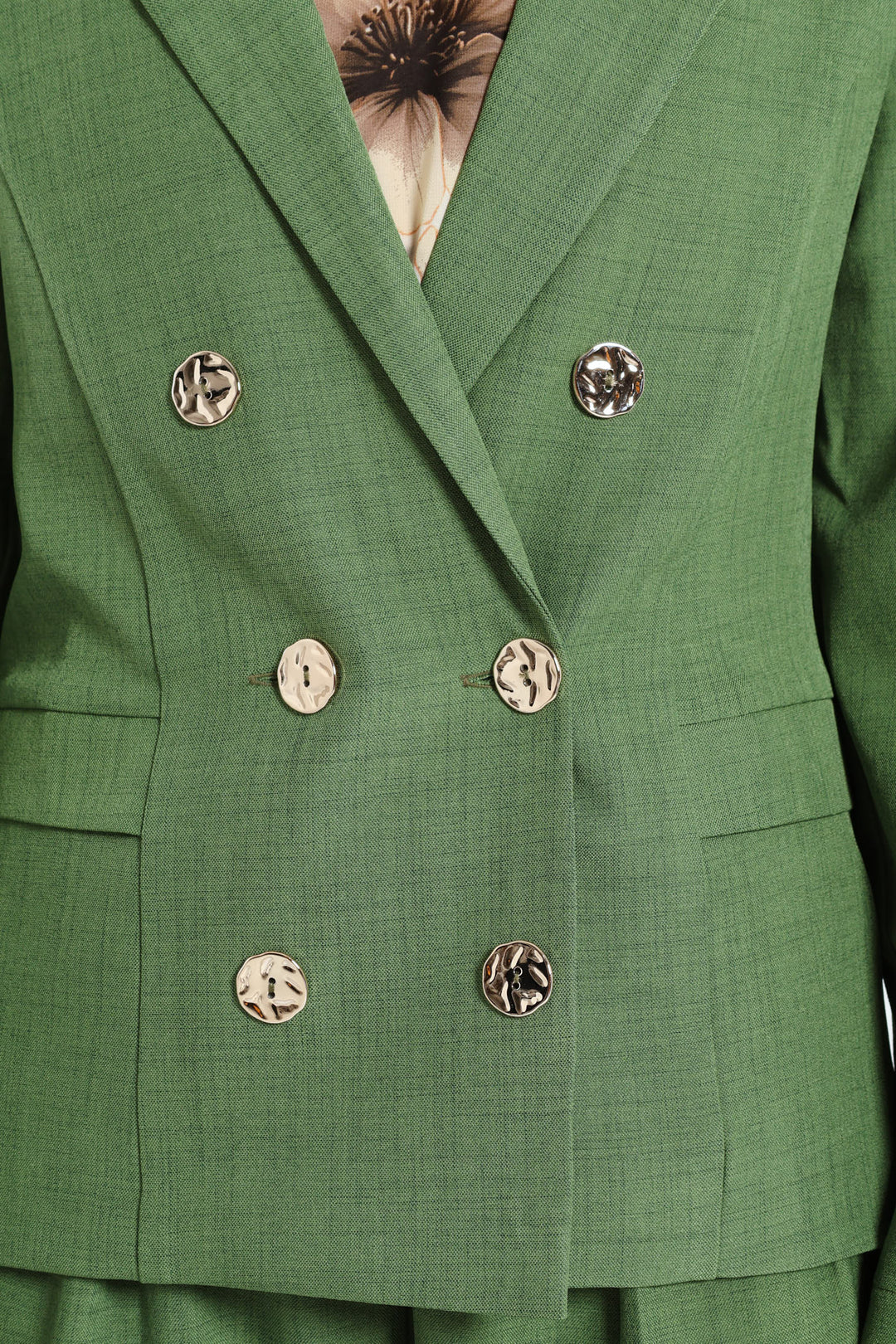 Double Breasted Melange Look Blazer