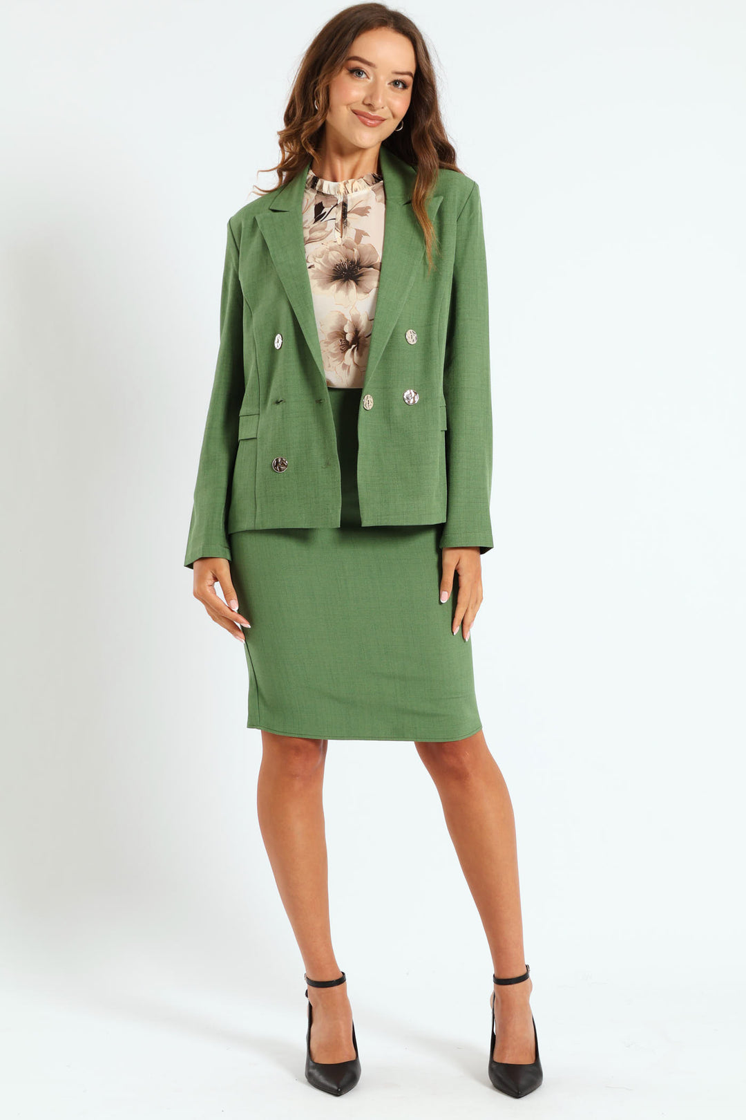 Side Tab Melange Look Skirt