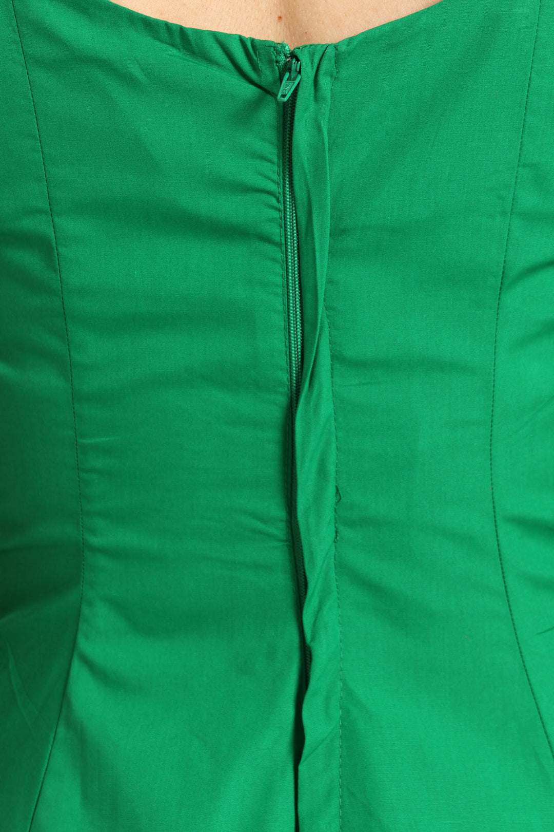 Square Neck Panelled Fit & Flare Midi Dress - Emerald