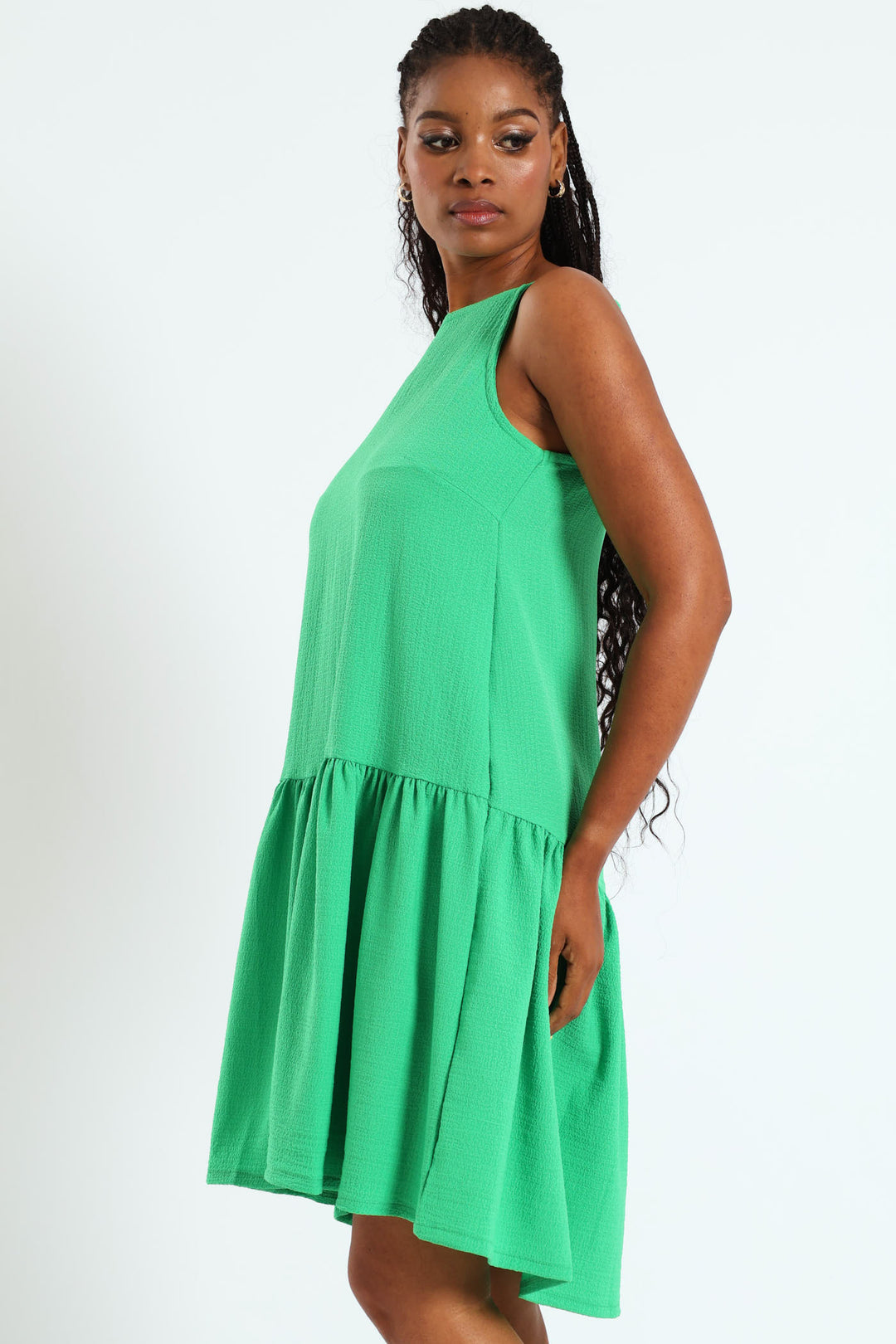 Ladies Hi-Neck Drop Waist Mini Dress - Bright Green Edgars Ladies Hi-Neck Drop Waist Mini Dress - Bright Green Edgars