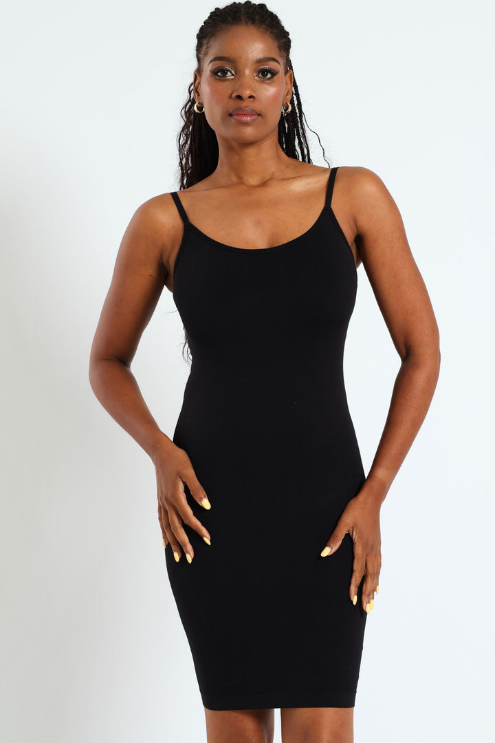 Seamless Slip Dress - Black