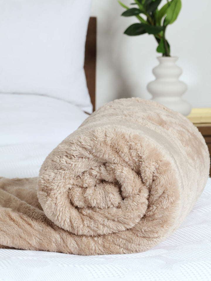 Faux Mink Blanket - Taupe