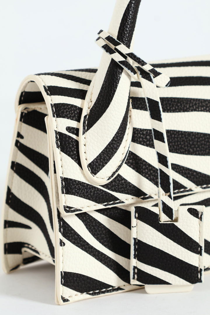 Aurevoir Top Handle Bag - Black/White