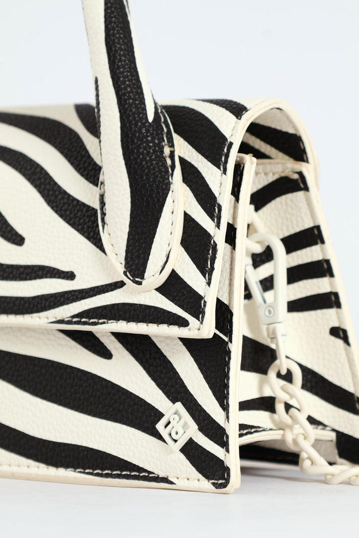 Aurevoir Top Handle Bag - Black/White