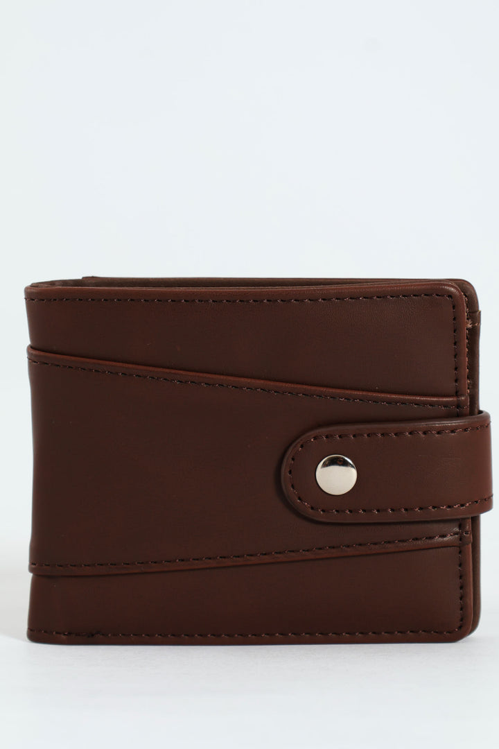 Stitch Detail Fold Wallet - Dark Brown