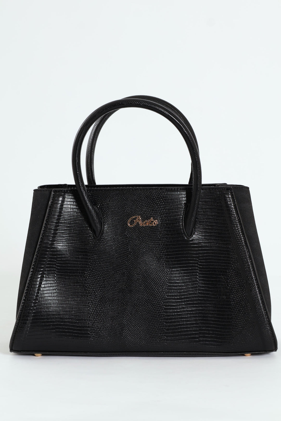 Embossed Animal Multi Compartment Tote Bag - Black