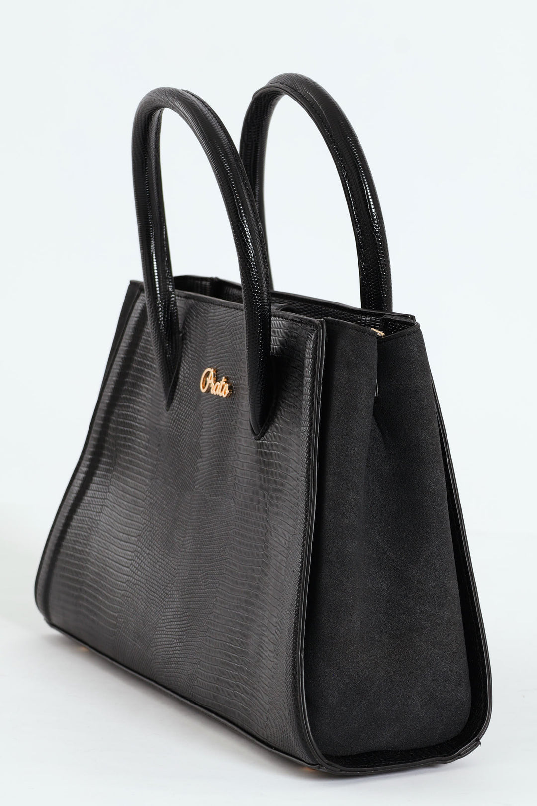Embossed Animal Multi Compartment Tote Bag - Black