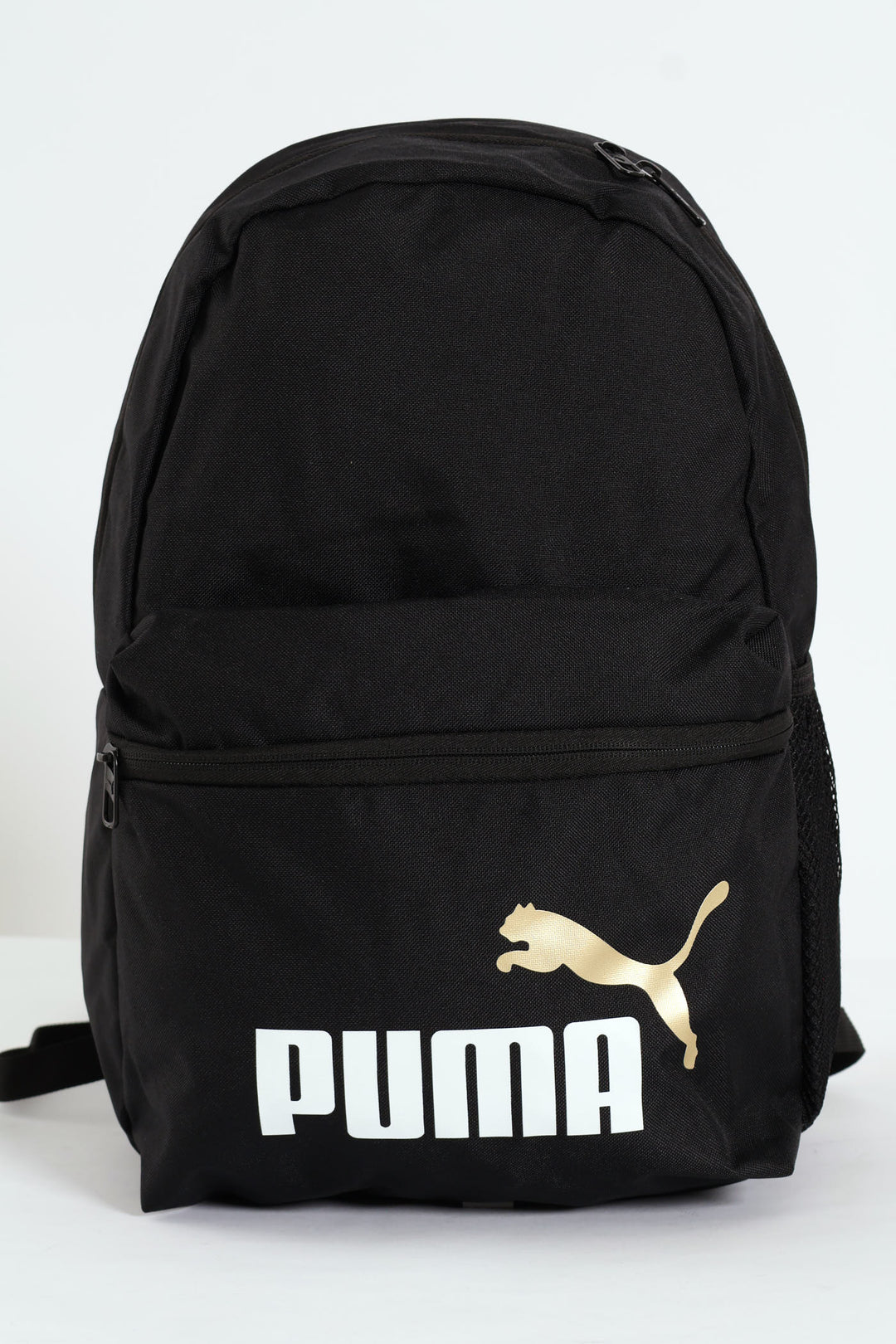 White Print & Gold Cat Bag - Black