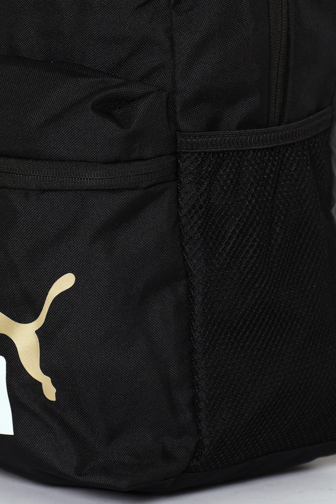 White Print & Gold Cat Bag - Black