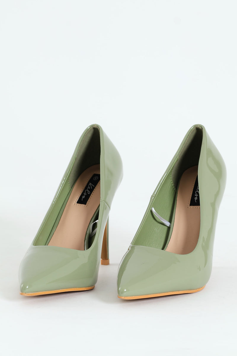 Patent Pointy Heel - Sage