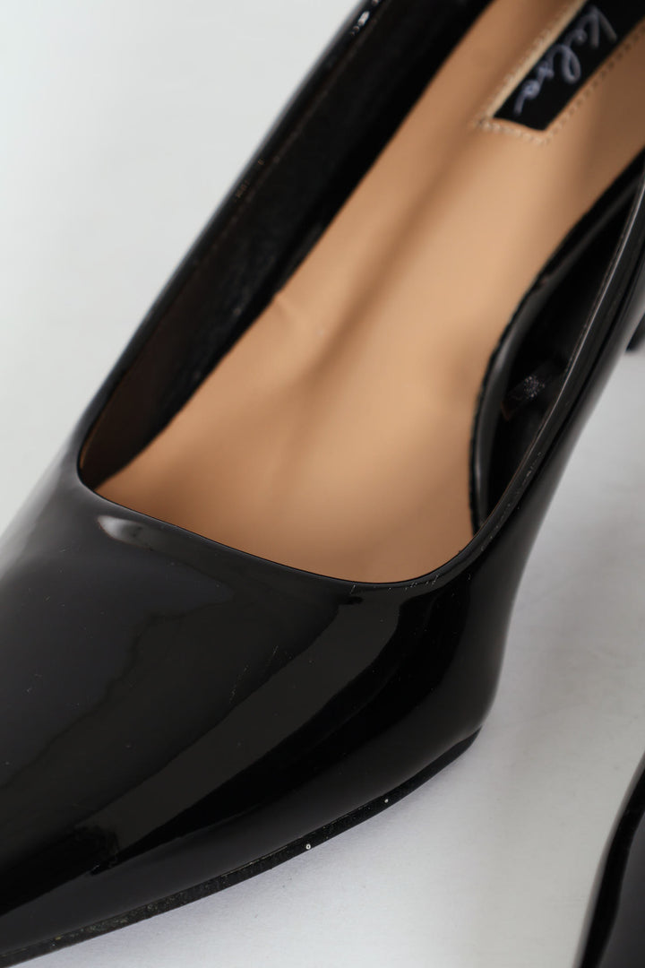 Patent Kitten Court Heel - Black