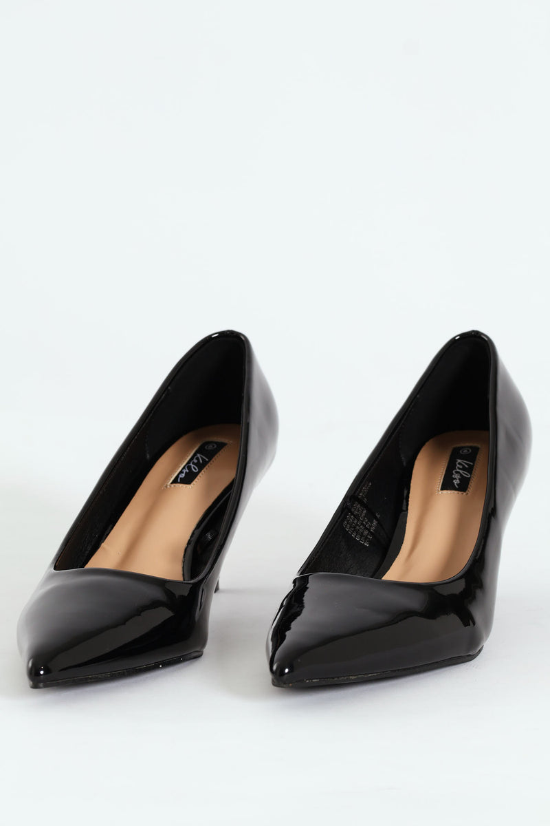 Patent Kitten Court Heel - Black