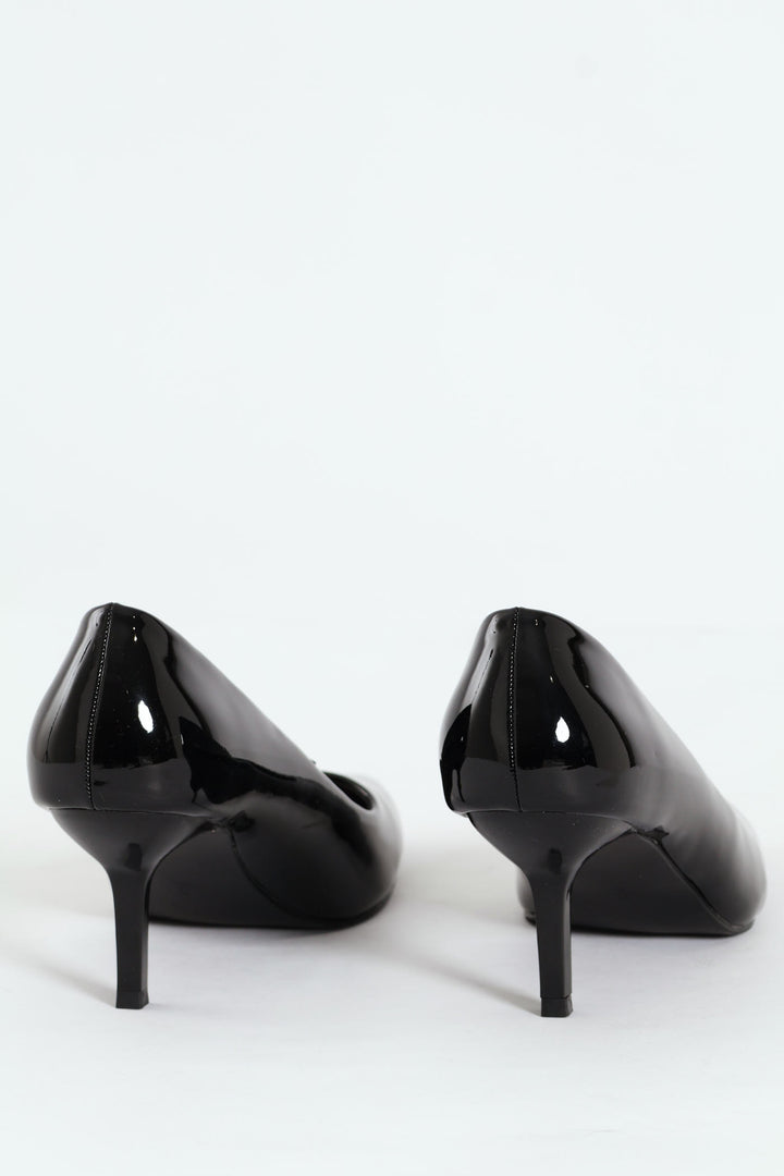 Patent Kitten Court Heel - Black