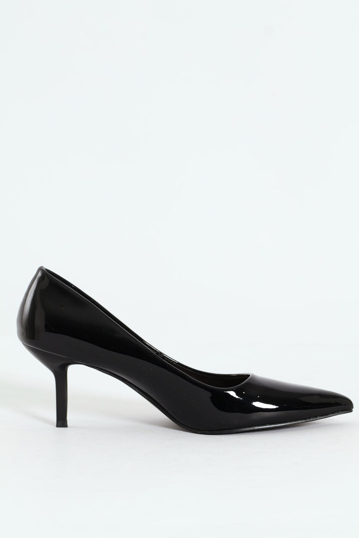 Patent Kitten Court Heel - Black