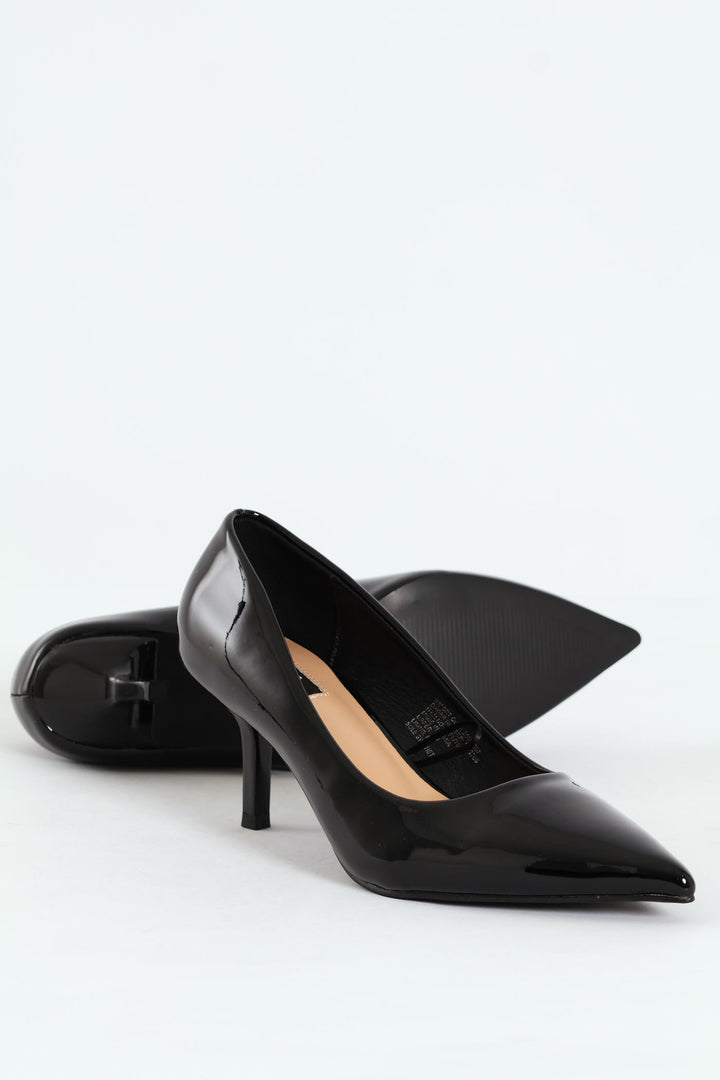 Patent Kitten Court Heel - Black