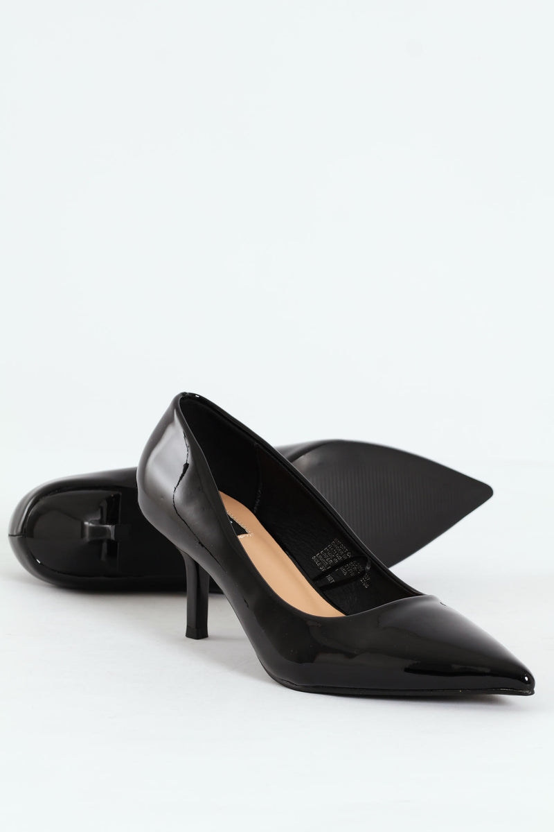 Patent Kitten Court Heel - Black