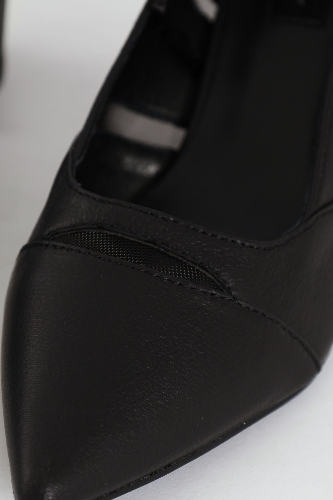 Pointy Mesh Insert Court Heel - Black