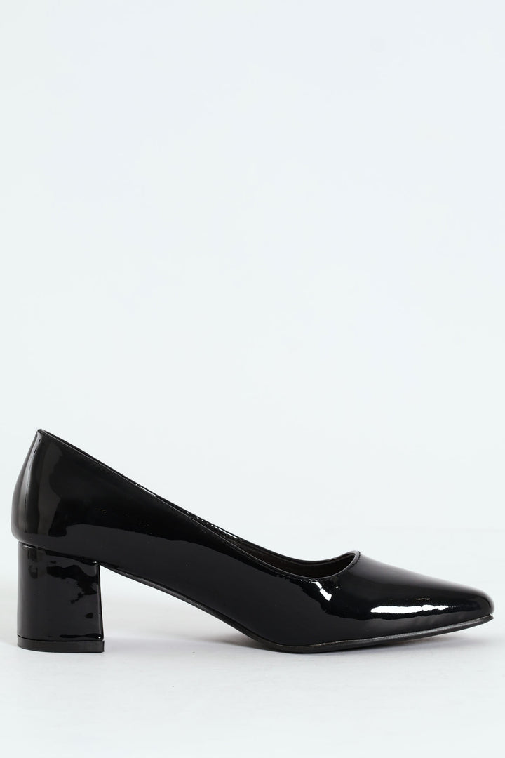 Block Court Heel - Black