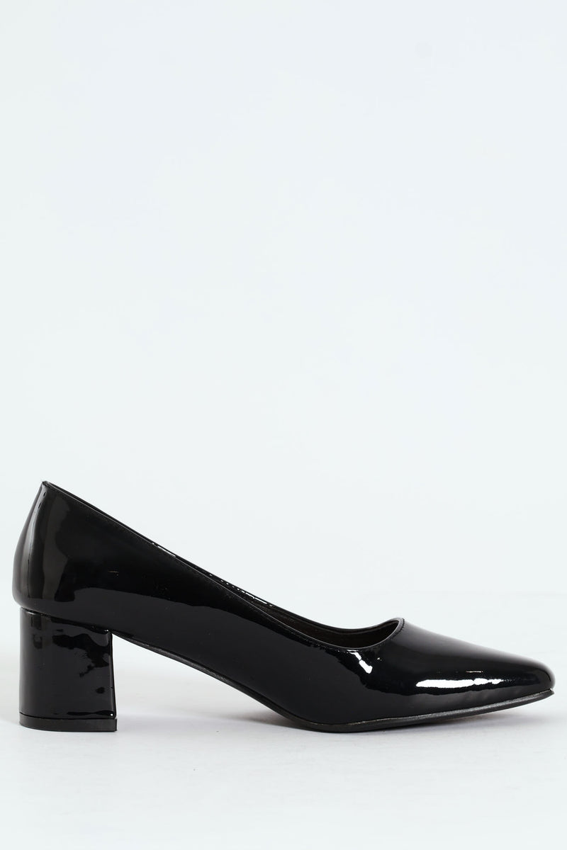 Block Court Heel - Black