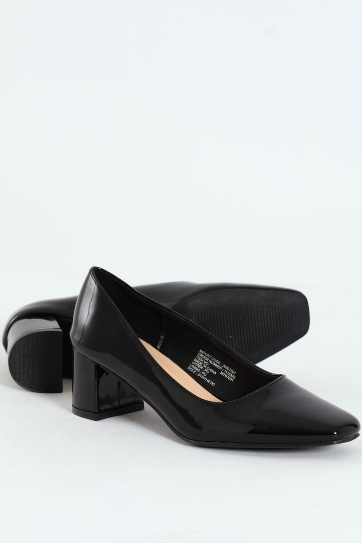 Block Court Heel - Black