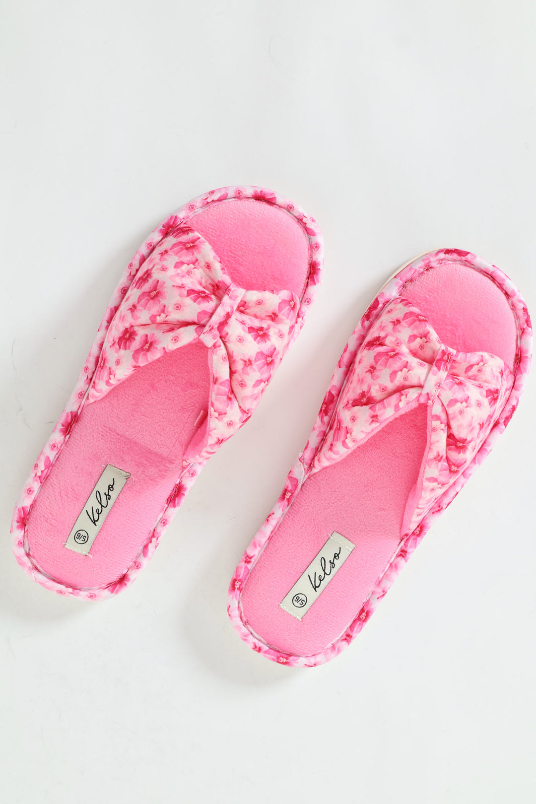 Ditsy Floral Puffed Strap Mule Slipper - Pink