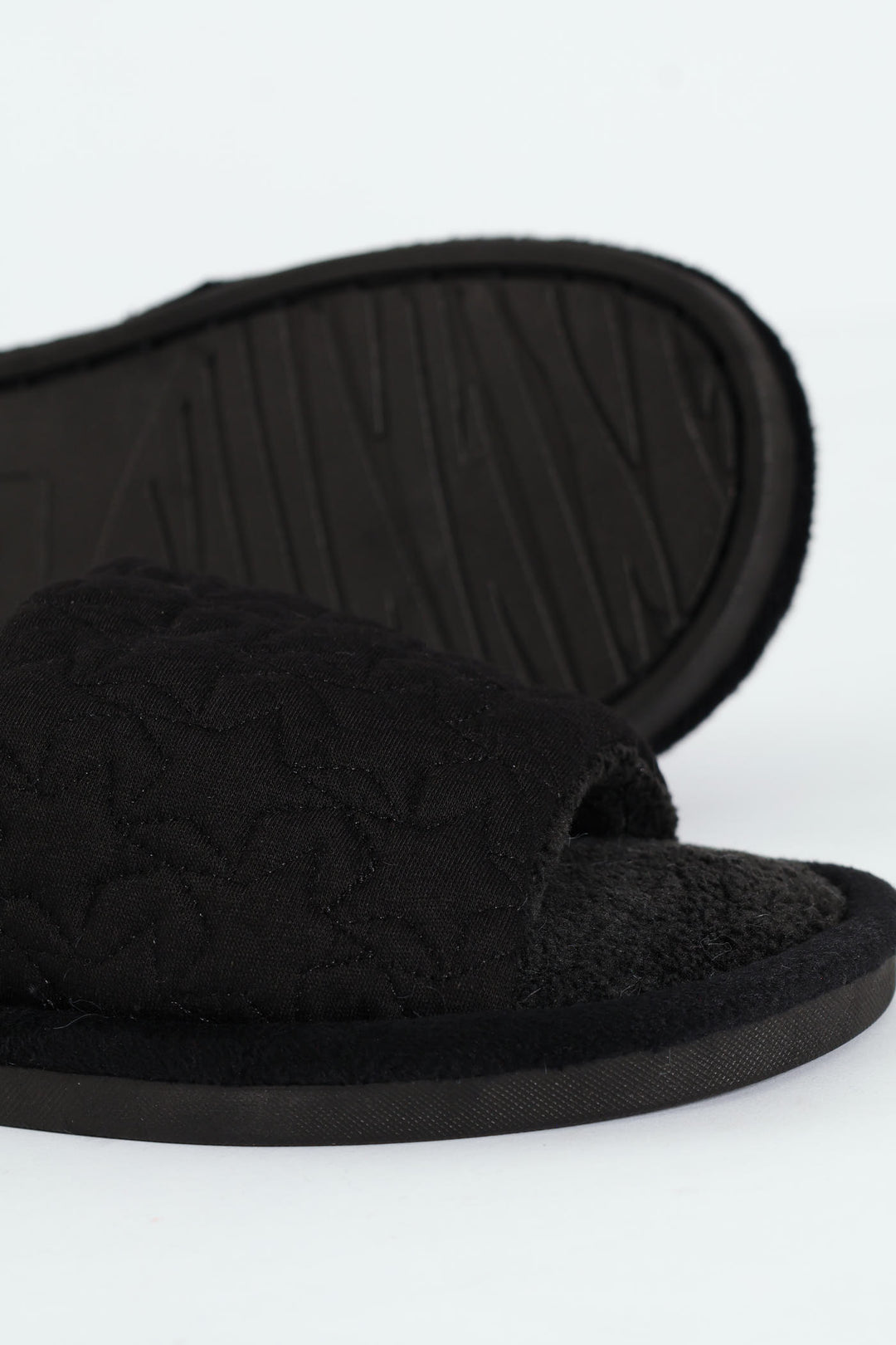 Jersey Knit Single Band Mule Slipper - Black