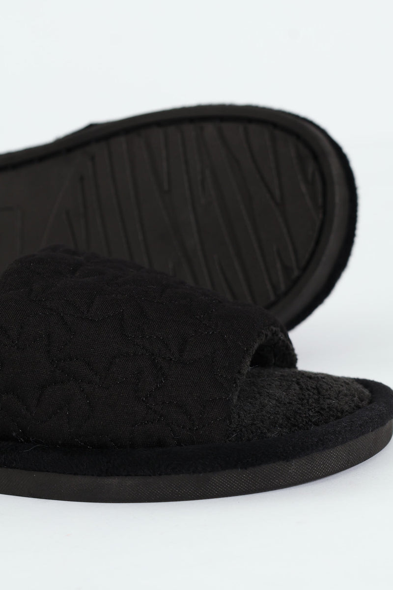 Jersey Knit Single Band Mule Slipper - Black
