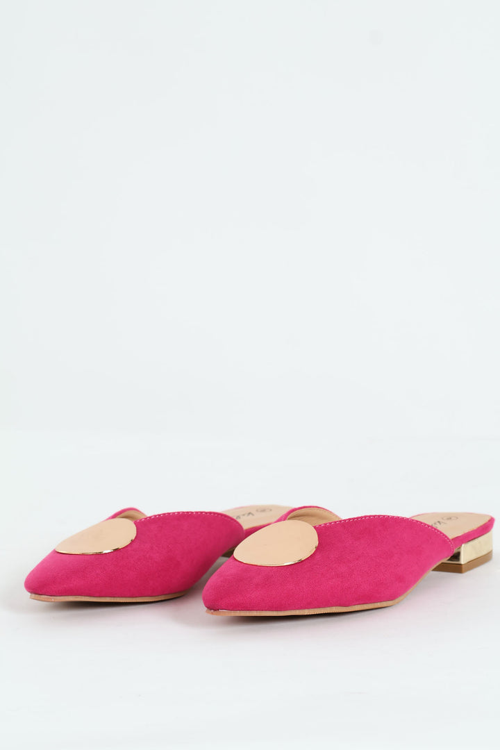 Push In Mule Gold Trim - Cerise