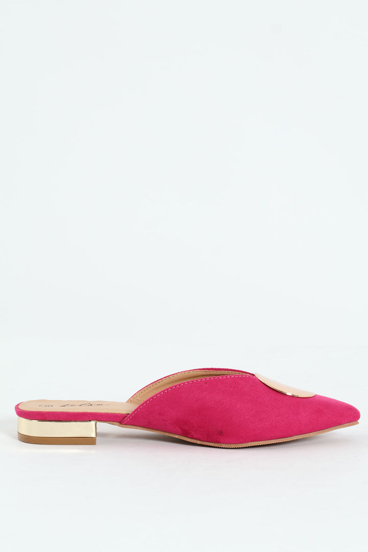 Push In Mule Gold Trim - Cerise