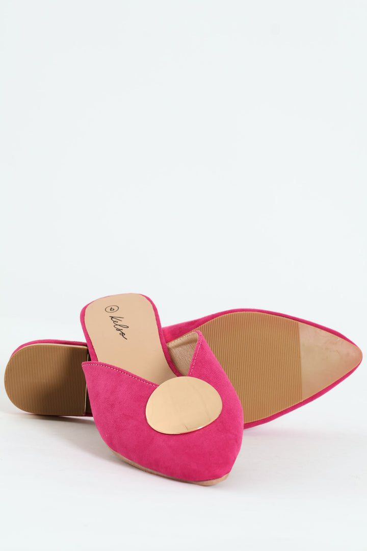 Push In Mule Gold Trim - Cerise