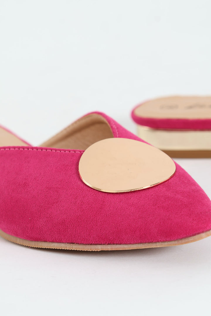 Push In Mule Gold Trim - Cerise