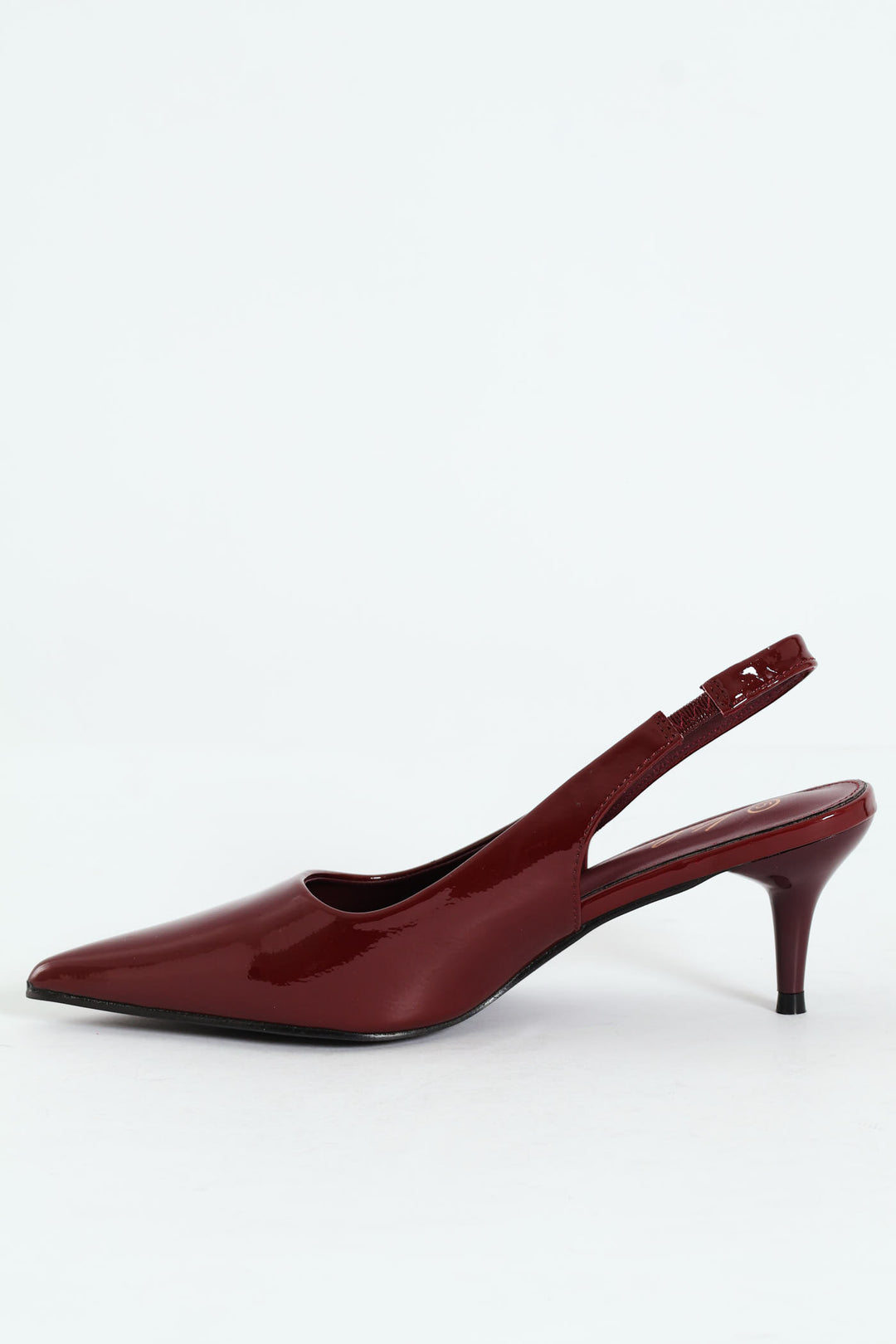 Patent Sling Back Kitten Heel - Burgundy