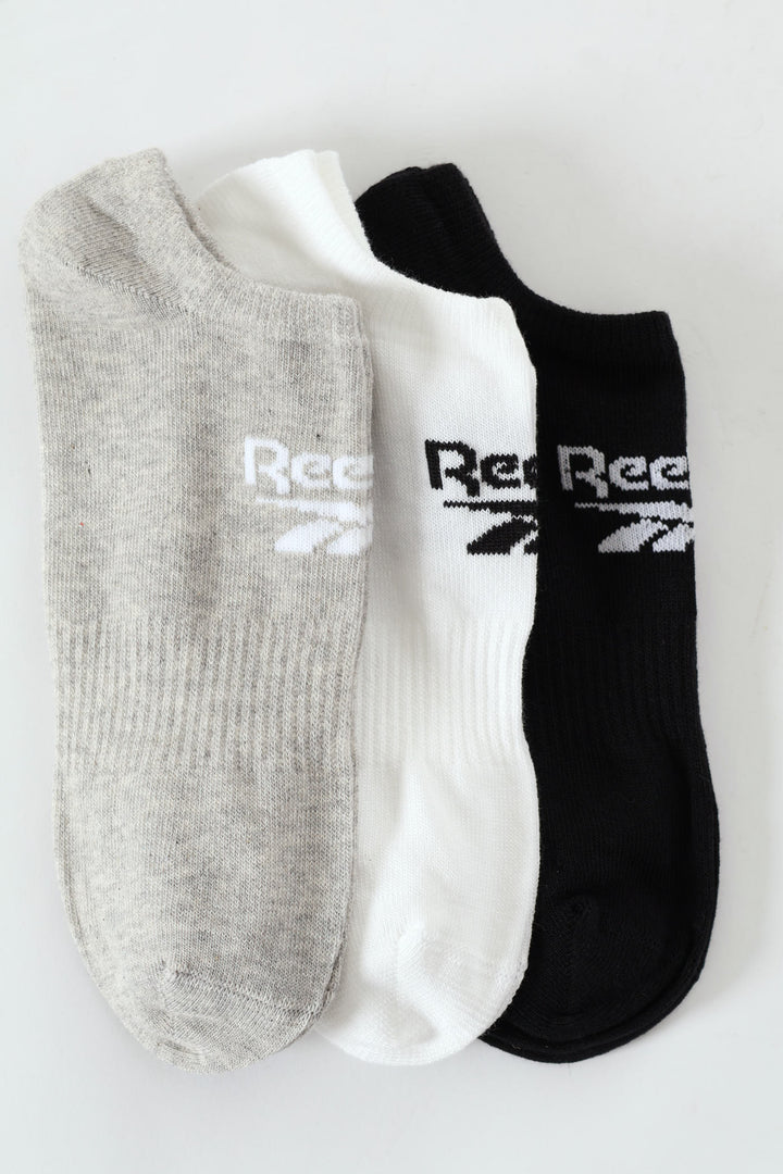3 Pack Lowcut Socks - White/Black/Grey
