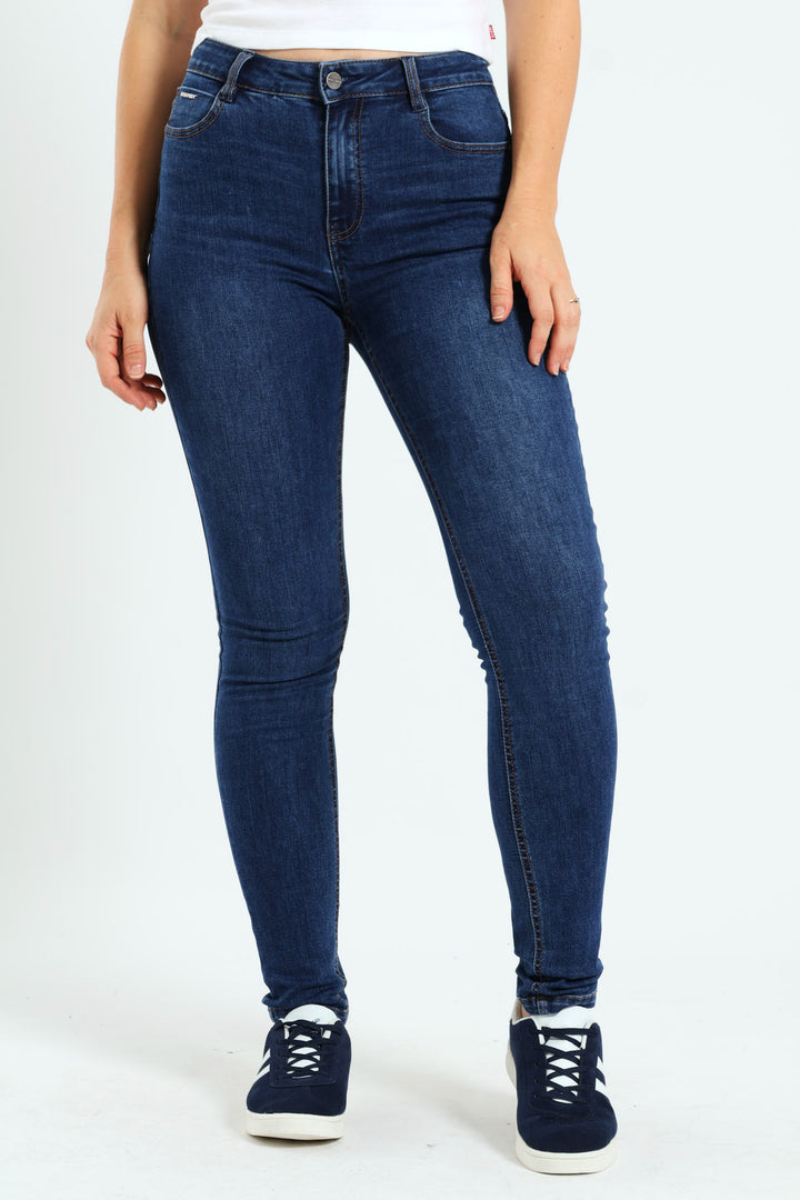 Mid-Waist Skinny Jeans - Medium Wash