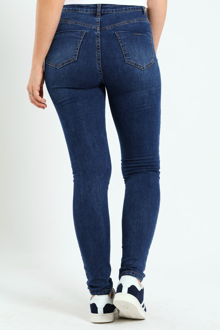 Mid-Waist Skinny Jeans - Medium Wash