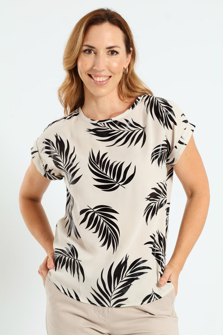 Short Sleeve Formal Tee - Black/Cream
