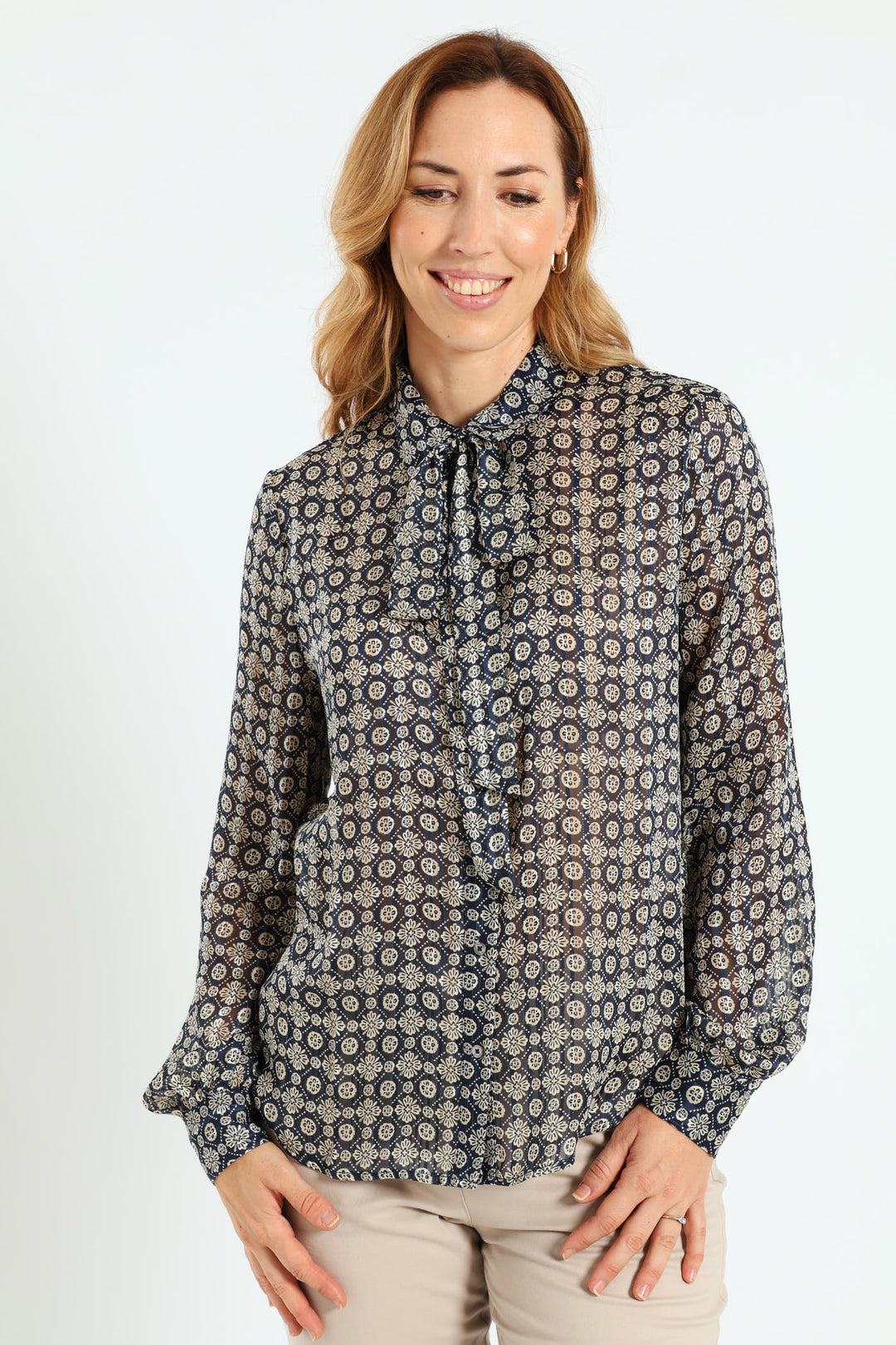 Oriane Bow Shirt - Blue