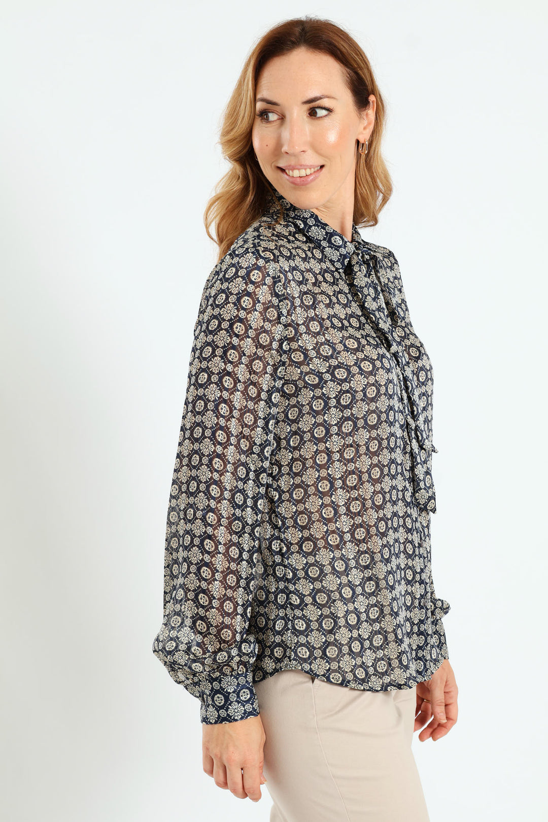 Oriane Bow Shirt - Blue