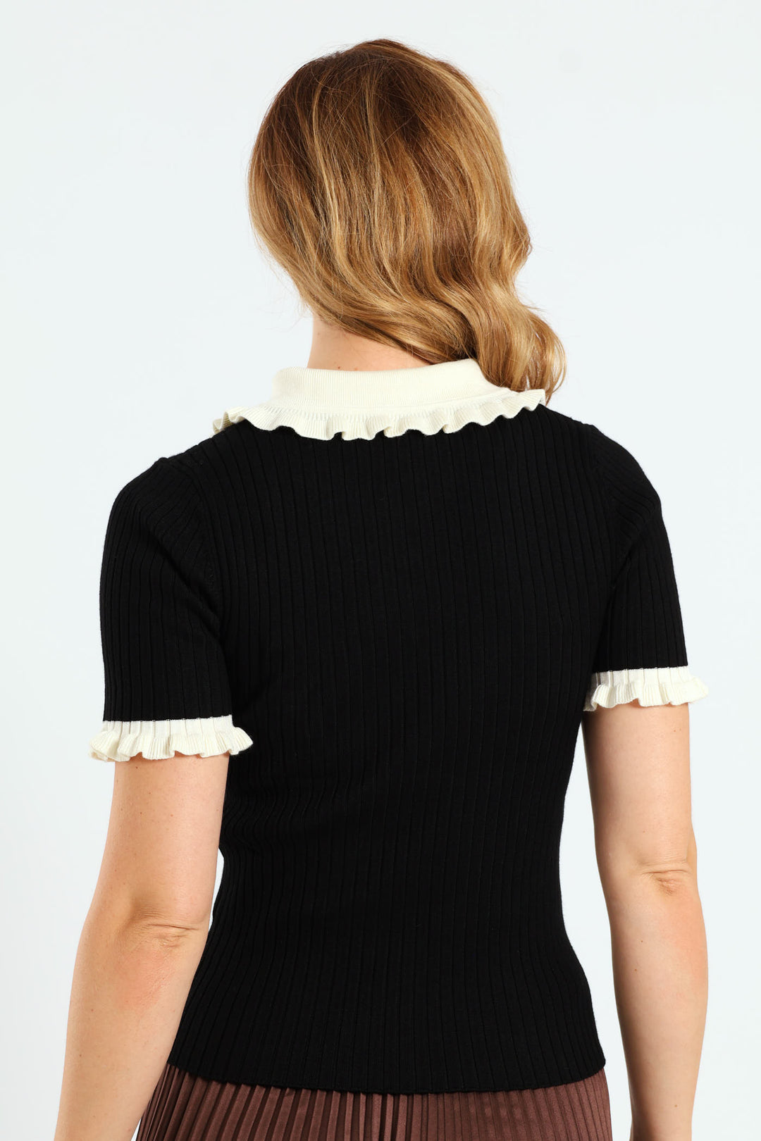 Frill Detail Golfer - Black/Cream